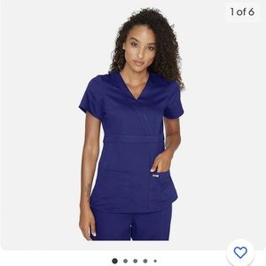 Greys Anatomy Womens Scrubs Mock Wrap Top 4153 Purple Rain